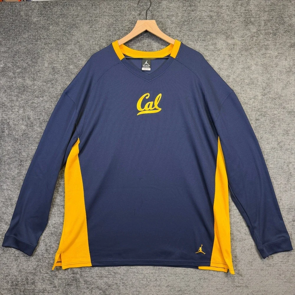 Jordan Cal Bears Dri Fit Long Sleeve NCAA‎ Blue Gold Mens XXL